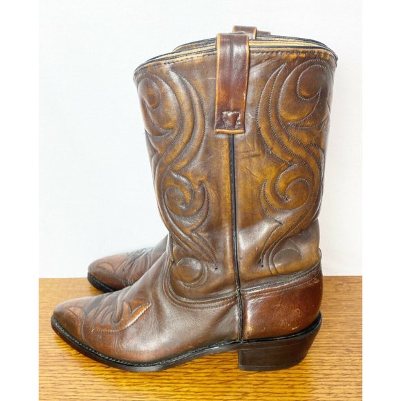 Vintage Acme Western Men 9 D Inlay Boots (Resoled)